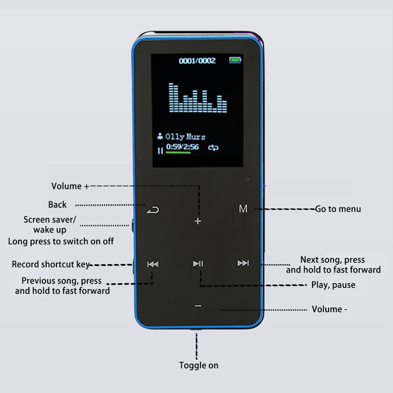 MP3 Player 8G Bluetooth 4.2 1.8 Inch Screen Noise Reduction