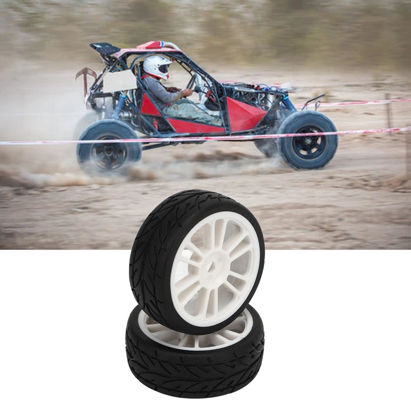 2PCS RC Racing Tire Plastic Wheel Hub and Rubber Tire