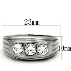 YourJewelleryBox Mens silver ring three stone pinky signet cubic zirconia mans TK946PB (N)