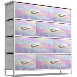 Sorbus Dresser with 8 Drawers - Furniture Storage Chest for Kid’s, Teens, Bedroom, Nursery, Playroom, Clothes, Toys - Steel Frame, Wood Top, Fabric Bins (Tie-dye)