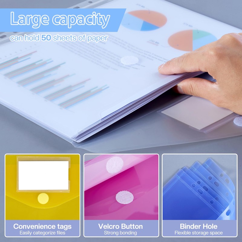 Document Wallet A4 30 Pack, Document Folder A4 Transparent Portfolio