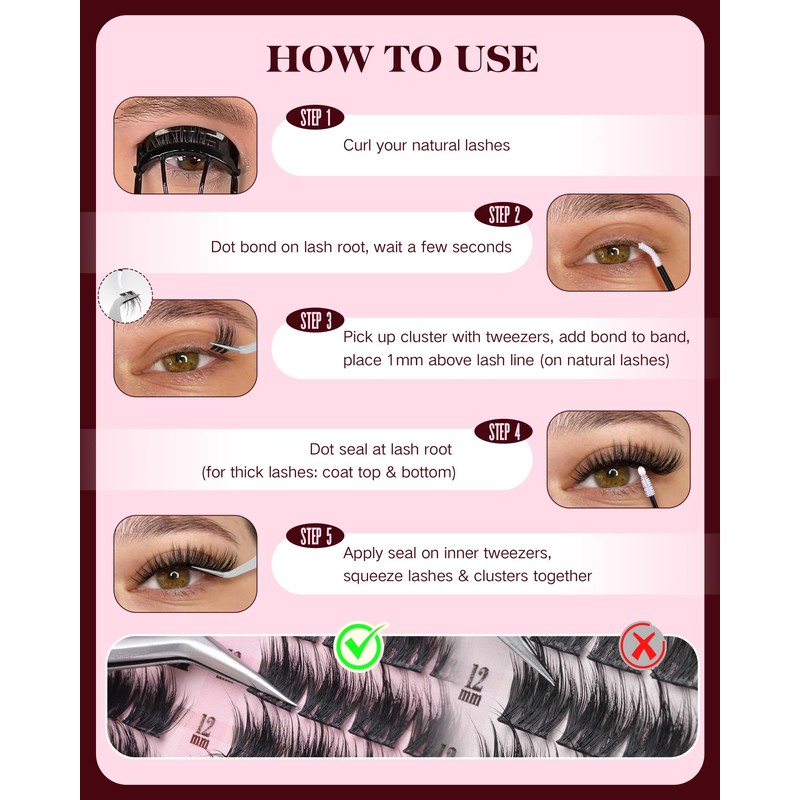 Natural Wispy Lash Clusters 10-16mm Mixed Length