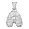 .925 Sterling Silver Bubble Letter CZ Pendant (A)