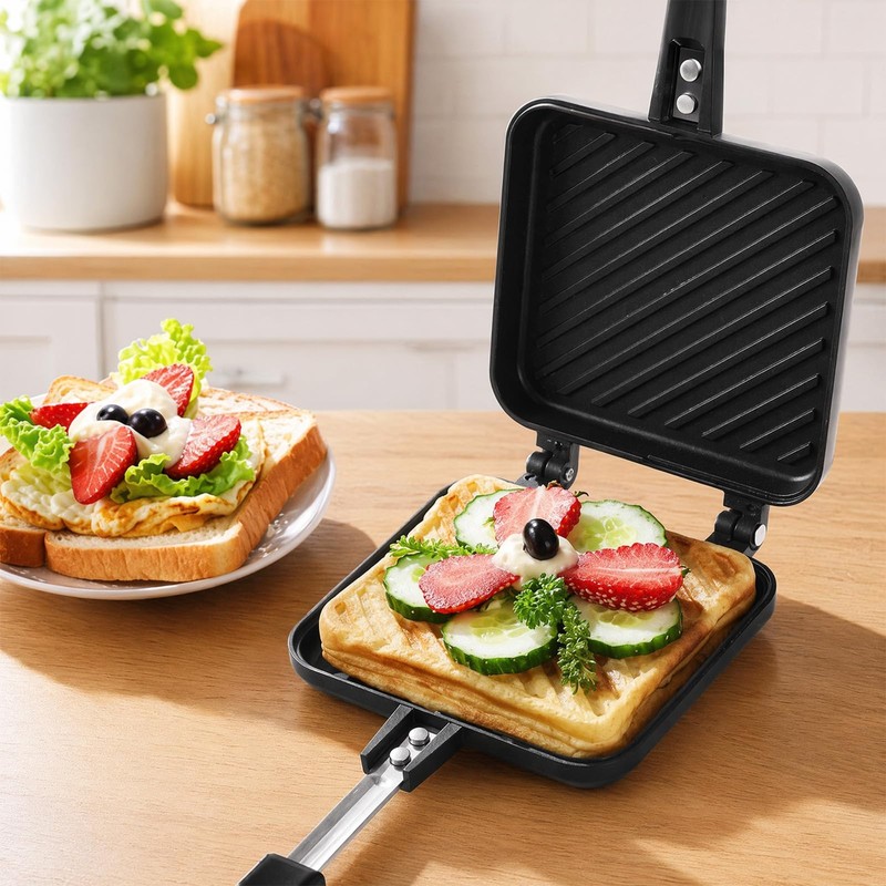 Sandwich Maker Panini Press Stovetop Double-Sided Home Camping