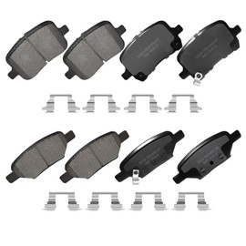 YxpBrake Front Rear Ceramic Brake Pads with Hardware Fit for Chevy Malibu 2008 2009 2010 2011 2012, Cobalt 2005 2006 2007, Pontiac G6 2005 2006 2007 2008 2009 2010, Saturn Ion 2004 2005 2006 2007