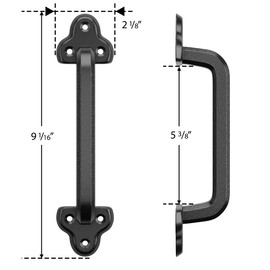 SMARTSTANDARD Heavy Duty 9" Antique Barn Door Handle Set of 4, Large Rustic Retro Cast Iron Handle for Gates Garages Sheds Furniture, Black Powder Coated Finish, Square