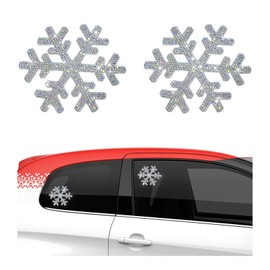 Dickno 2PCS Bling Car Stickers, Crystal Rhinestone Snowflake Decals, Shiny Automotive Interior Exterior Sticker for Women, Universal Decoration for Car Body Bumper Window Laptop (Snowflake, Colorful)