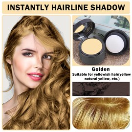 CAHIUYOA Golden Yellow Hairline Powder Root Cover Up Powder Root Touch Up Powder Hairline Shadow Powder,Hair Root Touch up Powder for Thinning Hair, Bald Spots,Grey Hair