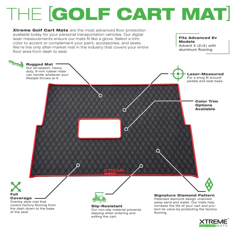 Xtreme Mats Advent Golf Cart Mat, Full Coverage Rubber Floor