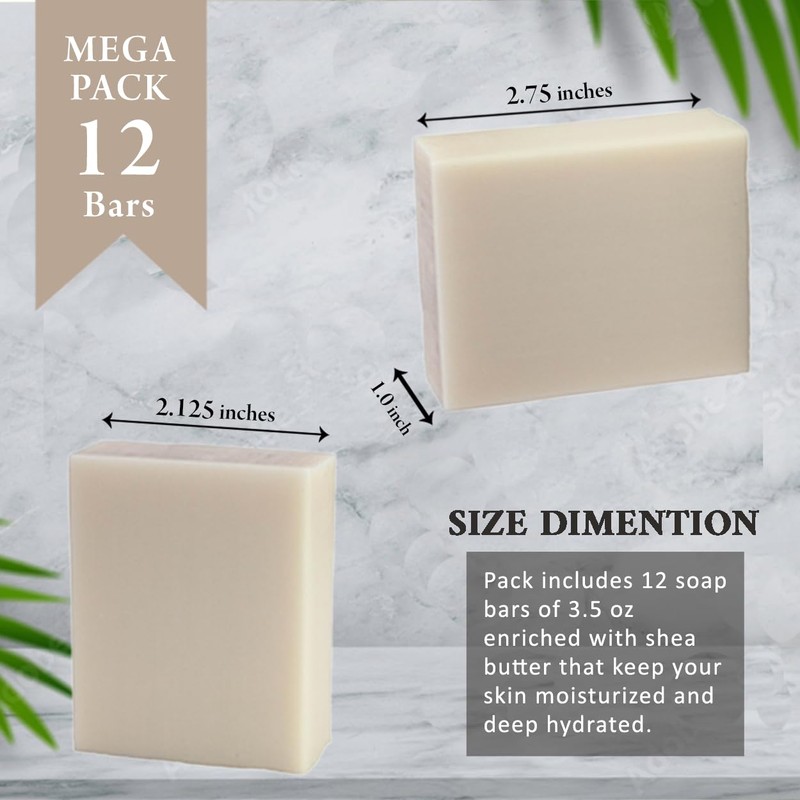 Goats Milk Scented Natural Soap Bars (12 Bars), 3.5oz Moisturizing