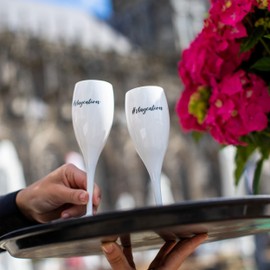 Koziol Champagne glass 100 ml with print Cheers No. 1 STAYCATION plastic stemware