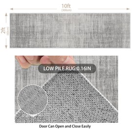 Enkor Runner Rugs for Hallway, 2x10 Washable Soft Non Slip Abstract Rugs for Kitchen, Modern Mat for Entryway Living Room Bedroom Light Grey