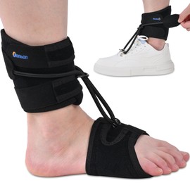 Tenbon Adjustable AFO Foot Drop Brace for Walking with Shoes, Socks, Or Barefoot Dorsiflexion Assist, Day & Night Use, Fits Left or Right Foot (Unisex, All-Day Wearable)