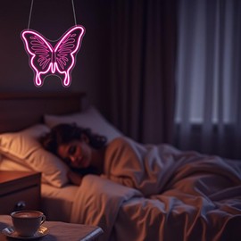 Gdbkabf Neon Sign, Butterfly Neon Signs for Wall Decor Neon Pink LED Signs 3D Engrave Neon Light Up Signs Home Decor for Bedroom Business Salon Club Party Bars Shop USB Operated