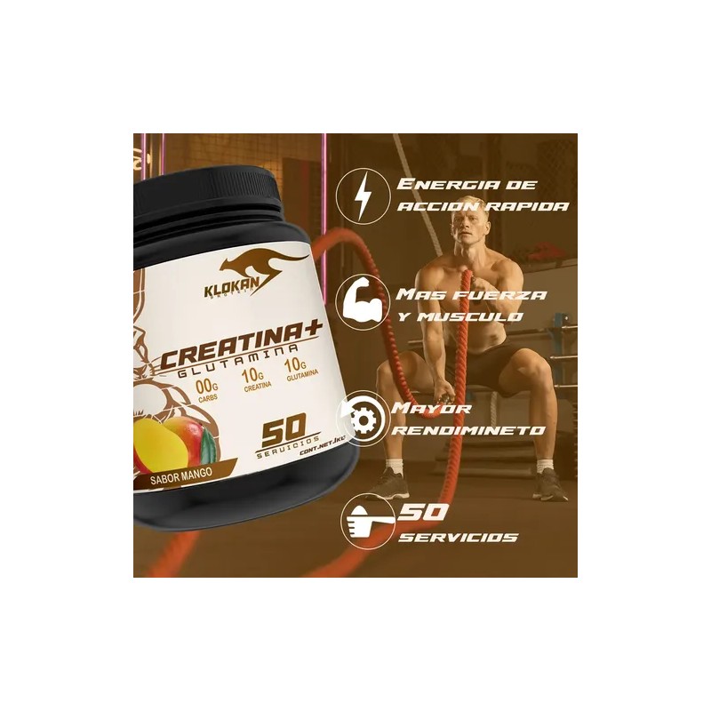 Creatina Glutamina 1 Kg Klokan 50servicios Varios Sabores