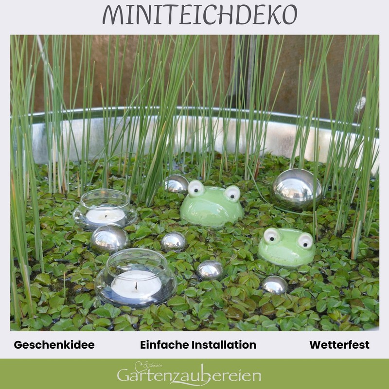 Gartenzaubereien Swimming Frogs Set of 2 with Tea Light Bowls