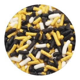 NCS New Orleans Football Black, White, and Gold Jimmies Edible Sprinkles - 8 ounces - Great for Cupcakes, Cookies, Cakes, Cakes Pops