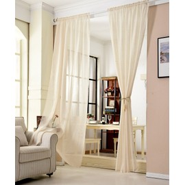 WOLTU® #630, Transparent Curtain With Eyelets, Linen Look, Eyelet Curtain, Voile Curtain For Living Room, Children's Room, Bedroom