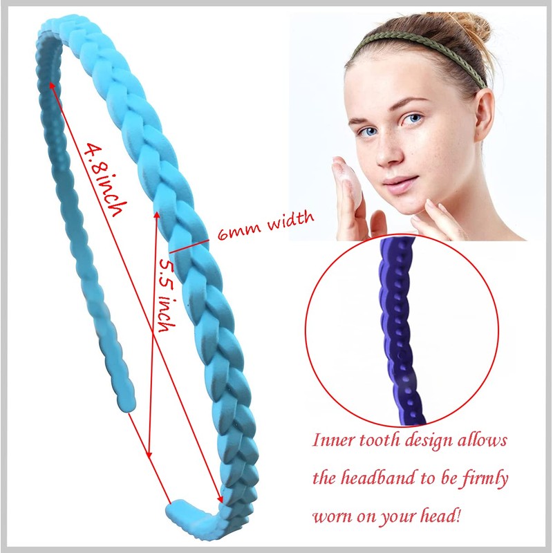 12pcs 6mm Thin Headbands for Girls Women Plastic Pigtail Sytle