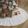 VHC Brands Quilted White Velvet Tree Skirt with Red Bow
