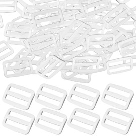 50pcs White Tri-Glides Slide 1 Inch Parachute Buckle Adjuster, Plastic Button Fastener for Adjustable Webbing Slider Replacement, Belt Strap Backpack Bag Sewing DIY Craft, Rifle Sling, Dog Collar