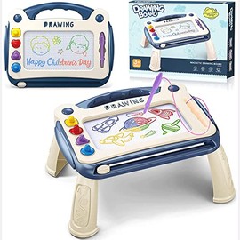 XIESHIWEN - Pizarrones Magicos, Tablero de dibujo magnético de Color con 4 corchetes, 4 formas de sellos, Bolígrafo conector de 9 cm, Regalos y juguetes de viaje, Verde