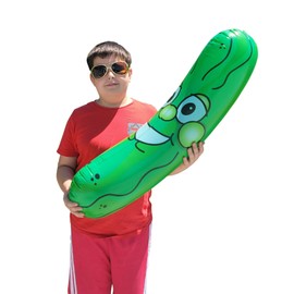 Giant Jumbo 36" Green Inflatable Smiling Pickle Head (3 FEET) Vinyl. Blow Up Face Beach Pool Float Noodle Gag Prank Joke Party Decoration DJ Promo Dance Give Away Cucumber (1 Pack)