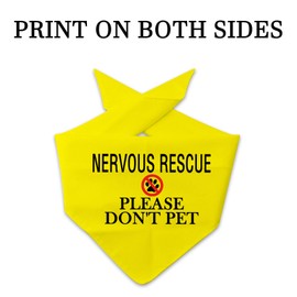 CENWA Nervous Rescue Dog Bandana, Yellow, One Size, Polyester, Please Don't Pet