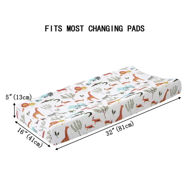 2pcs Baby Diaper Changing Covers Printing Cotton Yarn Removable Infant