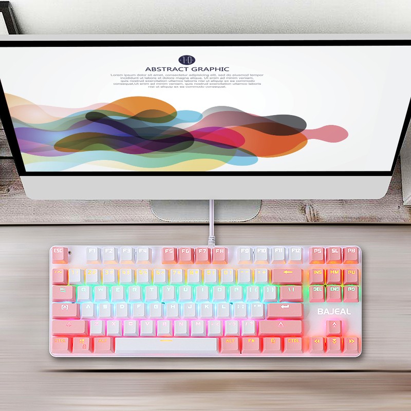 BAJEAL 87 Keys Wired Mechanical Keyboard Mixed Light Mechanical Keyboard
