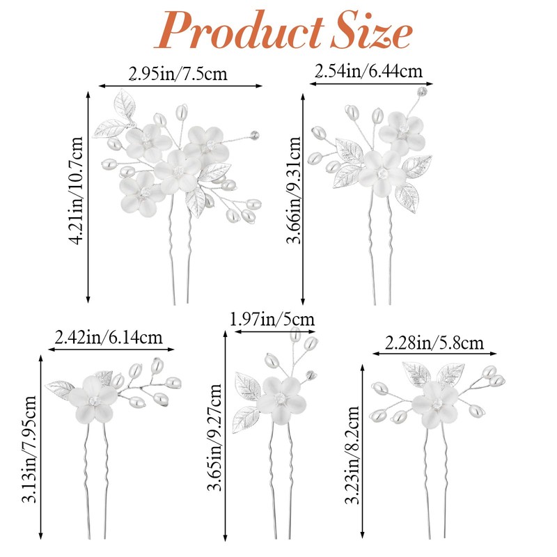 5 Pcs Wedding Hair Accessories Brides Prom Hair pieces