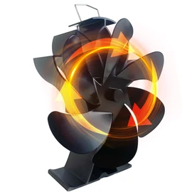 Wood Stove Fan Heat Powered Non-Electric Lotus Shaped Silent Operation 6-Blade Fireplace Fan with Bracket for Wood Burning Stove/Pellet/Log Burner