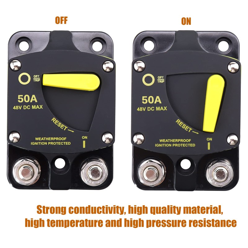 VOZINMOST 50Amp Circuit Breaker Switch, Waterproof, Manual Reset Circuit Breaker