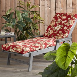 Greendale Home Fashions Outdoor Reversible Chaise Lounge Chair Cushion, Tuscan Floral