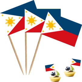 Philippines Toothpick Flag Filipino Philippine National Small Mini Cocktail Fruit Cupcakes Toppers Food Stick Flags Decorations,100 Pack