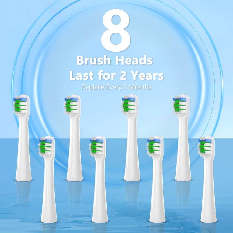 keosaa Sonic Electric Toothbrush with 8 Brush Heads, Rechargeable Toothbrush