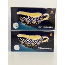 NatureBoost Blue pottery Gravy Boat, Handcrafted Decorative Sauce Holder. 9cm, 12 cm. Unique Gift idea. Home Decor (2)