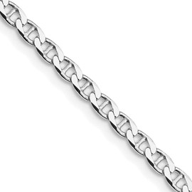 Diamond2Deal Sterling Silver Rhodium-plated 3.15mm Flat Cuban Anchor Chain Necklace 22"