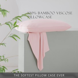 TOSMO Luxury Pillow Case Set of 2-100% Viscose from Bamboo - Silky Soft, Oeko Tex, Breathble & Cooling Pillow Cases with Envelope Closure (Standard / 20x26, Pale Pink)