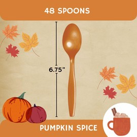 Spoons Plastic Disposable / 48 Pumpkin Spice Orange Plastic Spoons For Parties/Heavyweight Plasticware/Colored Plastic Spoons/Plastic Utensils/Disposable Cutlery For Occasions
