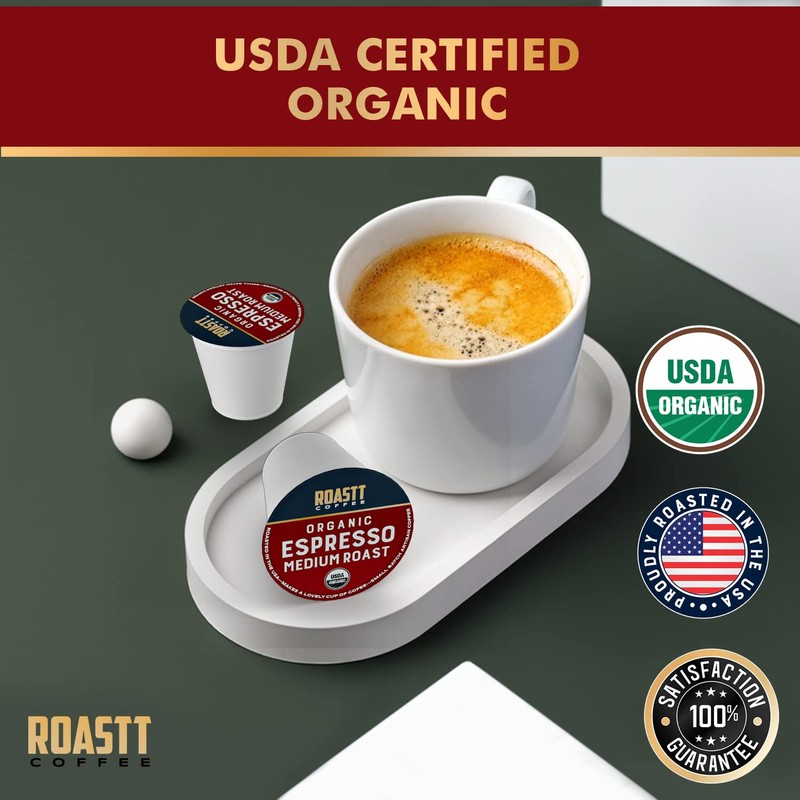 Organic Espresso Pods for Keurig K Cup Brewing, Organic Medium