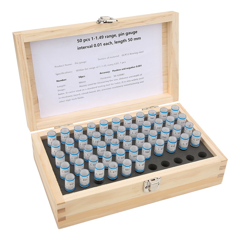 50pcs 1-1.49mm Plug Pin Gage Set 0.001mm Tolerance Bearing Steel