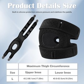 Kniebandage Männer Damen - Verstellbare Patella Kniebandage für Meniskus, Sport & Knieschmerzen - Orthopädische Kniestütze Bandage, Stabilisierung & Komfort (Schwarz, L)