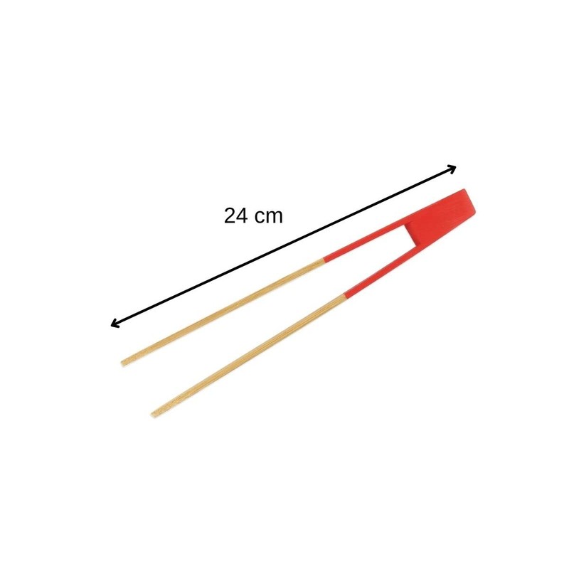 Fackelmann Bamboo Magnetic Toast Tongs with Red Handle (688917)