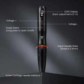 TATELF Permanent Make Up Machine Wireless with 2 Pieces Handle 10 Pieces Cartridge Needles Microblading Accessories for Lip Eyeliner Ombre Powder Brows Microshading Accessories