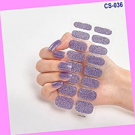 16pcs Glitter Pure Color Full Nail Wraps Nail Polish Art Sticker Cs036 for Nails Design Nail Art Stickers Decals Supplies Manicure Tips Sticker Colorful for Nail Decorations
