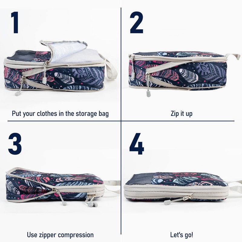 Compression Packing Cubes for Travel, Travel Essentials Luggage Organizer bags