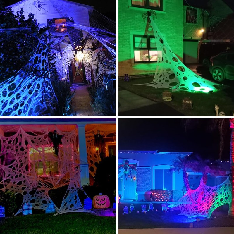 Halloween Spider Web Decoration Outdoor, Giant 600 Sqft Stretchy Cut-Your-Own