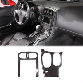 PIUGILH Car Console Gear Shift Panel Trim Cover for Corvette C6 2005-2013 Interior Accessories, Anti-Scratch Console Gear Shift Panel Frame Protection Cover Kit, Black