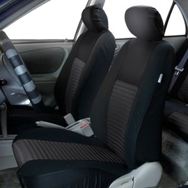 FH Group FH-FB060128 Three Row Trendy Elegance Car Seat Covers w. 8 Headrests, Airbag Compatible and Split Bench, Solid Black Color- Fit Most Car, Truck, SUV, or Van